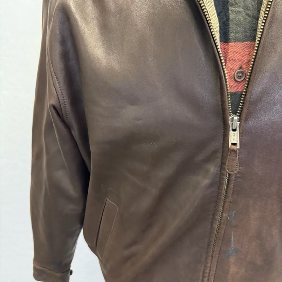 Polo by Ralph Lauren Vintage Biswing Leather Bomber Jacket in Brown Size L - Picture 4 of 16
